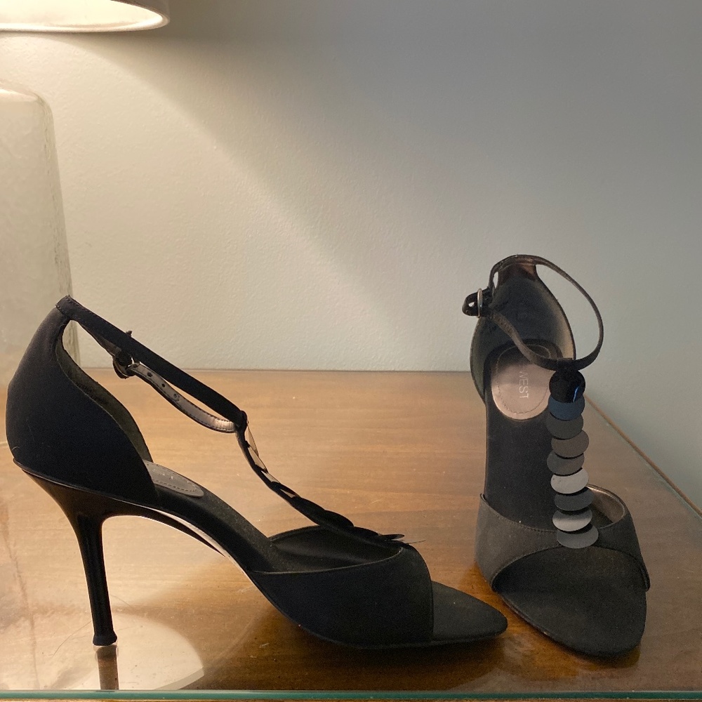 Black sequined high heels